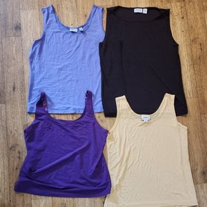Lot of 4 Chico’s Tanks Size 2 - Purple Blue Brown Yellow